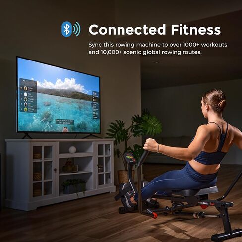 Sunny Health & Fitness Smart Compact 360° Full-Motion Rower, Low-Impact Full-Body Workout Rowing Workout Machine, Wide Motion Range & Space-Saving Design, Free SunnyFit Training App Connection in Saudi Arabia