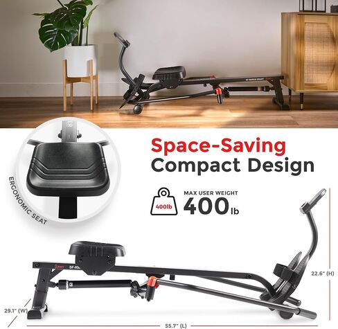 Sunny Health & Fitness Smart Compact 360° Full-Motion Rower, Low-Impact Full-Body Workout Rowing Workout Machine, Wide Motion Range & Space-Saving Design, Free SunnyFit Training App Connection in Saudi Arabia