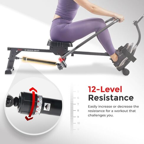 Sunny Health & Fitness Smart Compact 360° Full-Motion Rower, Low-Impact Full-Body Workout Rowing Workout Machine, Wide Motion Range & Space-Saving Design, Free SunnyFit Training App Connection in Saudi Arabia