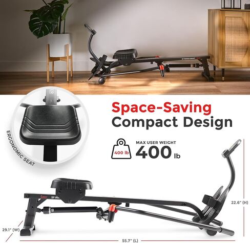 Sunny Health & Fitness Smart Compact 360° Full-Motion Rower, Low-Impact Full-Body Workout Rowing Workout Machine, Wide Motion Range & Space-Saving Design, Free SunnyFit Training App Connection in Saudi Arabia