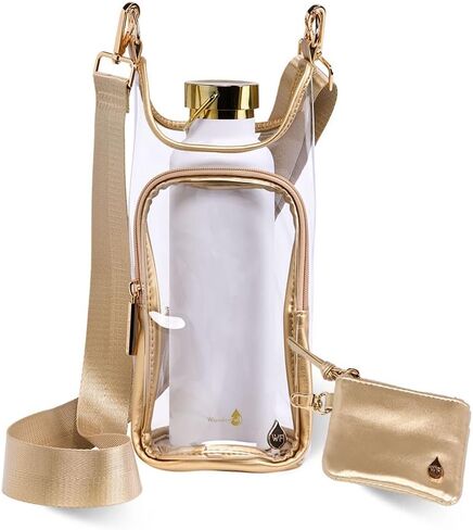 WanderFull® Clear Stadium HydroBag® Hands-Free Crossbody 32 Oz Water Bottle Carrier w/Phone Pocket & Adjustable Strap in Kuwait