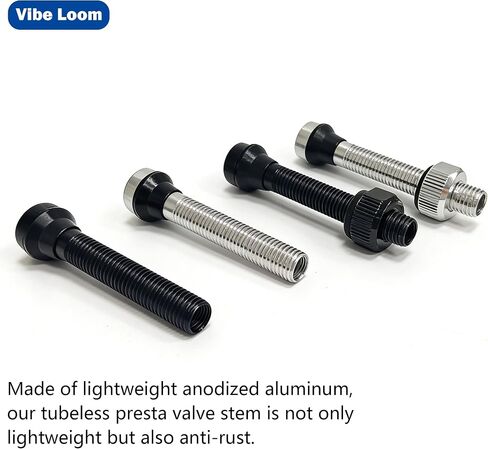 Tubeless Presta Valve Stem - 44 mm - Super Light - Alloy Presta Valve Stem Kit with Valve Core Remover Tool and Valve Stem Caps - Black(Pair) in Kuwait