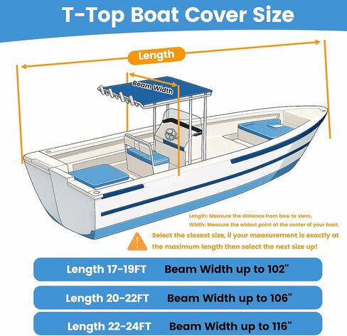 1200D T-Top Boat Cover with Motor Cover, Trailerable UV Resistant Heavy-Duty Waterproof Marine Grade Polyester for Center Console Boats with T-Top, 22'-24' Long Beam Width up to 116", Gray in Kuwait