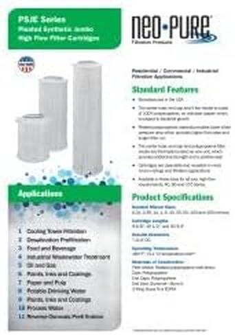 خرطوشة جامبو صناعية مطوية Neo-Pure PSJE-90-01 1 ميكرون متوافقة مع Harmsco® HC-PP-90-1، HC/90-1W-HF، HC/90-1 – 19-1/2 بوصة × 7-3/4 بوصة، 90 قدم مربع، 100 جالون في الدقيقة in Kuwait