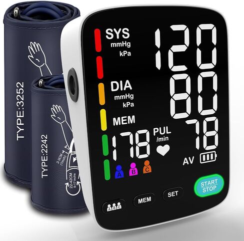 Blood Pressure Monitor for Home Use,Automatic Upper Arm Blood Pressure Machine with 3x199 readout,5.4 inch LED Large Screen,Adjustable Two Cuff 9/17 or 13/21 inches XL Cuff in Kuwait