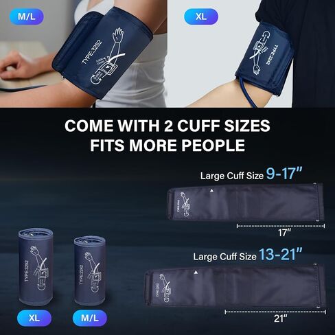Blood Pressure Monitor for Home Use,Automatic Upper Arm Blood Pressure Machine with 3x199 readout,5.4 inch LED Large Screen,Adjustable Two Cuff 9/17 or 13/21 inches XL Cuff in Kuwait