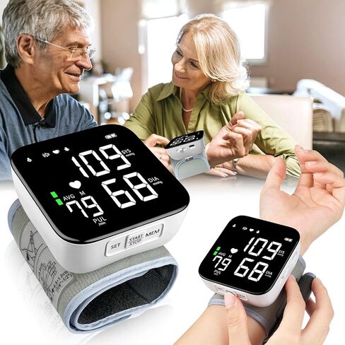 Wrist Blood Pressure Monitor, 2026 Upgrade Digital Wrist Blood Pressure Monitor with 90X2 Readings Memory, Pulse Rate Monitoring, Large LCD Screen, Automatic Wrist Pressure Monitor for Home Use in Saudi Arabia
