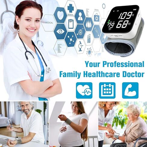 Wrist Blood Pressure Monitor, 2026 Upgrade Digital Wrist Blood Pressure Monitor with 90X2 Readings Memory, Pulse Rate Monitoring, Large LCD Screen, Automatic Wrist Pressure Monitor for Home Use in Saudi Arabia