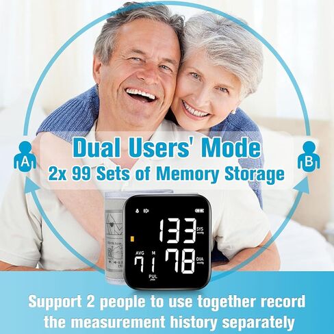 Wrist Blood Pressure Monitor, 2026 Upgrade Digital Wrist Blood Pressure Monitor with 90X2 Readings Memory, Pulse Rate Monitoring, Large LCD Screen, Automatic Wrist Pressure Monitor for Home Use in Saudi Arabia