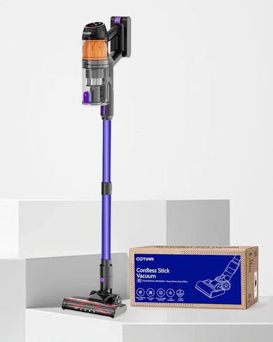 Cordless Vacuum Cleaner, 500W 40KPa 60Mins Vacuum Cleaners for Home, Powerful Stick Vacuum With Green Light, Anti-tangle Wireless Vacumm, Rechargeable Vacuum for Pet Hair/Carpet/Hardwood Floor, Purple in Kuwait