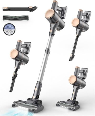 UML0 N8 Cordless Stick Vacuum Cleaner,Lightweight Vacuum Cleaner with Powerful Suction,Self-Standing,Rechargeable Vacuum Cleaners for Home Hardwood Floor Carpet Pet Hair (Gold) in Kuwait