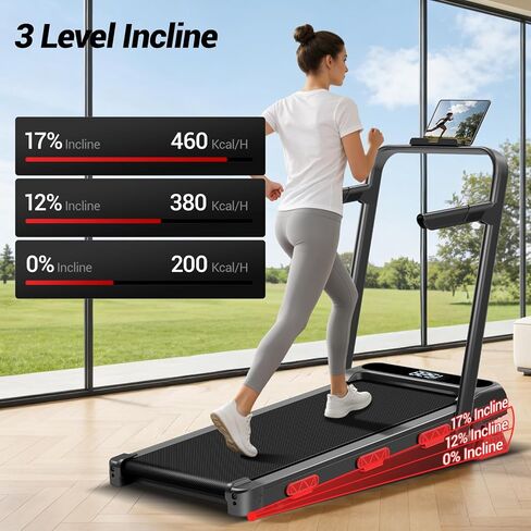 17% Incline Walking Pad Treadmills for Home Small, 4-in-1 Under Desk Treadmill with Handles, Foldable Treadmill with 2.5 HP Quiet Motor, 300 LBS Capacity, 0.6-6.2 MPH Adjustable Speed in Kuwait