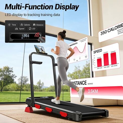 17% Incline Walking Pad Treadmills for Home Small, 4-in-1 Under Desk Treadmill with Handles, Foldable Treadmill with 2.5 HP Quiet Motor, 300 LBS Capacity, 0.6-6.2 MPH Adjustable Speed in Kuwait