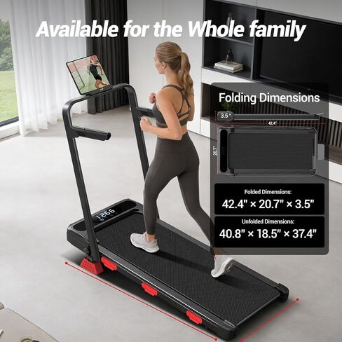 17% Incline Walking Pad Treadmills for Home Small, 4-in-1 Under Desk Treadmill with Handles, Foldable Treadmill with 2.5 HP Quiet Motor, 300 LBS Capacity, 0.6-6.2 MPH Adjustable Speed in Kuwait
