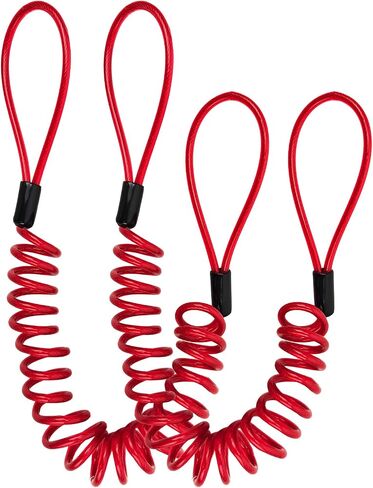 Security Cable Lock 2 Pack, 5FT Self-Coiling Stainless Steel Double Loop Cable, Flexible Anti-Theft Wire for Luggage, Bike, Helmet & Travel Gear (Red) in Kuwait