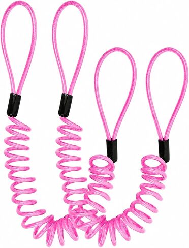 Security Cable Lock 2 Pack, 5FT Self-Coiling Stainless Steel Double Loop Cable, Flexible Anti-Theft Wire for Luggage, Bike, Helmet & Travel Gear (Red) in Kuwait