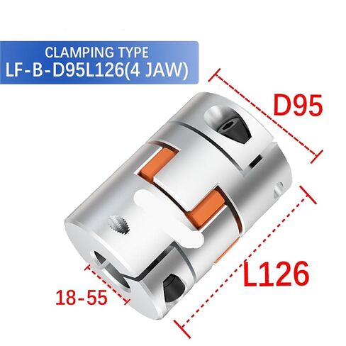 LF-B-D95L126 Aluminum Shaft Coupler Jaw Plum Spider Clamping Type Coupling Length 126mm 4jaw 1Pcs in Kuwait