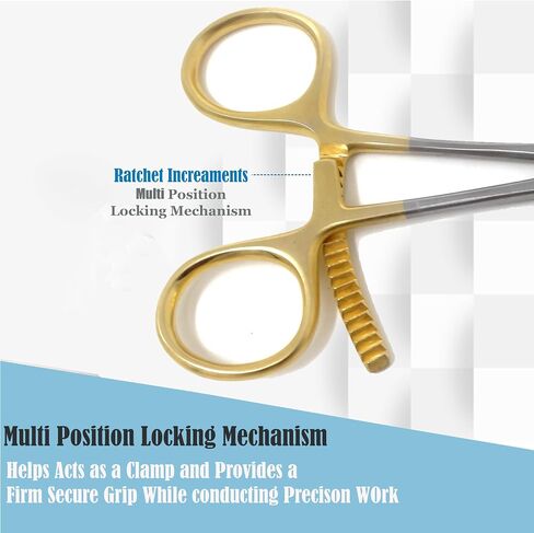 A2Z Scilab Premium Quality Bone Reduction Bone Holding Orthopedic Forceps 5.5" Curved Serrated Jaws & Long Ratchet - Surgical Instruments - Made of Stainless Steel - Comes with Non Slip Gold Handle in Kuwait