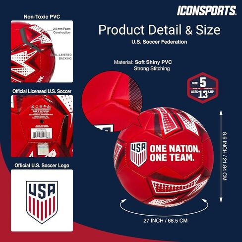 Icon Sports Officially Licensed U.S. Soccer Federation USWNT Soccer Ball Size 5 - Signature Stars in Saudi Arabia
