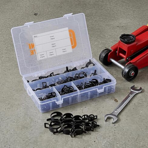 Operitacx 90PCS Spring Hose Clamp Assortment Kit, Flexible Metal Pipe Clips for Automotive Fluid, Water and Fuel Lines, Secure Fastening for Car Coolant, Oil, Air and Vacuum Hose(10mm-21mm) in Saudi Arabia