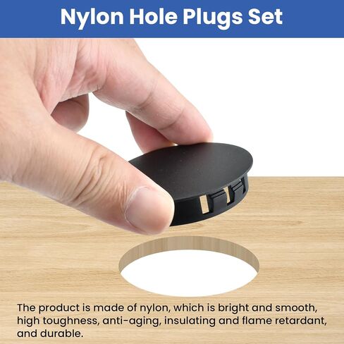 30Pcs Nylon Hole Plugs Set, 4 Sizes 1-1/2", 1-3/4", 2", 2-3/8", Round Snap in Locking Screw Hole Covers Insert End Caps for Furniture Cabinet Kitchen Door Shelves, Black in Kuwait