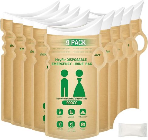 Disposable Urine Bags for Travel, 900ML Portable Solutions for Expedited Travel & Exigency Scenarios,Camping, Traffic Jams, Pregnant, Patient, Kids (Multi-Pack 4/9/12/27)​ (9 Pack) in Saudi Arabia