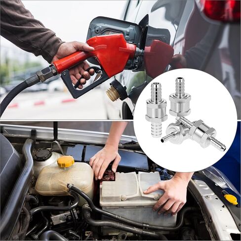 QWORK صمامات فحص خط الوقود من سبائك الألومنيوم 1/4 5/16 3/8 1/2 بوصة، 4 عبوات صمامات غير قابلة للإرجاع في اتجاه واحد لمياه زيت الديزل البنزين مع مقاومة الضغط العالي وسهولة التركيب، فضي in Kuwait