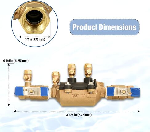34-350 3/4" Double Check Backflow Preventer, Double Check Valve Assembly, Cast Bronze Main Body, Ideal for Multiple Applications, No Pipe Removal Serviceable Valve Body in Kuwait