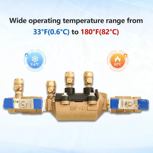 34-350 3/4" Double Check Backflow Preventer, Double Check Valve Assembly, Cast Bronze Main Body, Ideal for Multiple Applications, No Pipe Removal Serviceable Valve Body in Kuwait