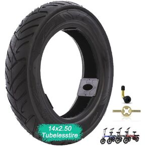 إطارات دراجة مقاس 14 بوصة قابلة للطي مقاس 14 × 2.50 (64-254) إطار دراجة كهربائية صلبة مقاومة للانفجار، إطار دراجة كهربائية مقاوم للثقب بدون أنبوب مناسب للدراجات الإلكترونية للرجال والأطفال in Kuwait