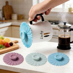 Silicone Cup Covers 3PCS set Sunflower Shape Silicone Lids for Mugs Cups Tea Pots Flexible Mug Covers Hot Cup Lids for Coffee Tea in Kuwait