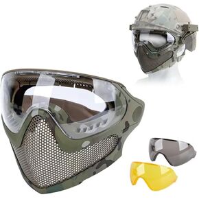 Tactical Face Mask Anti-Fog Goggle Paintball Cs Shooting Steel Mesh Breathable Protective Head Helmet Masks Hunting Gear in Saudi Arabia