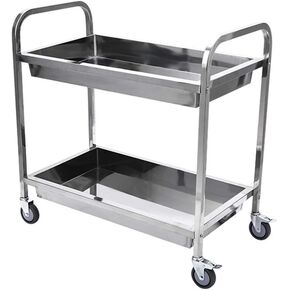 Movable Hand Trucks 2-Tier Dining Collecting Bowls Car Wine Service and Utility Trolley Stainless Steel, Restaurant Hotel Tool Car Treatment Laboratory Car in Saudi Arabia
