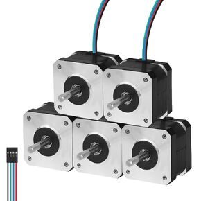 5Pack Nema 17 Stepper Motor 42x33mm 0.29Nm (41.07oz·in) 0.4A 30Ω | 42 Stepper Motor Bipolar 2 Phase High Torque Shaft 24mm φ5mm 4-Wire Cable 1M for 3D Printer DIY Robot CNC Machine in Kuwait