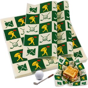 300 Pcs Golf Deli Wrapping Paper Party Decorations Green White Checkered Sheets Sandwich Paper Golf Birthday Party Decorations for Backyard Cookout Burger Retirement Fathers Day in Saudi Arabia