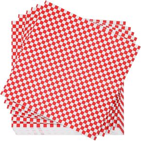 600 Pcs Red Checkered Deli Paper 15x15 Inch, Large Grease Proof Hamburger Wrapping Paper, Disposable PE Coated Sandwich Sheets for BBQ, Restaurant, Wedding, Basket Liner (Non-Stick & Oil-Proof) in Kuwait