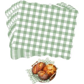 Whaline 150Pcs Sage Green Scalloped Wax Paper Green White Gingham Plaids Food Basket Liners Waterproof Oil-Proof Sandwich Wrap Tissue Deli Paper for Wedding Kitchen Holiday, 8.3 x 9.8 Inch in Kuwait