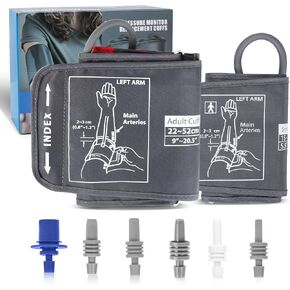 Full-Size Blood Pressure Replacement Cuffs - 5.9-9.5 & 9-21 Inches, Fit Small Medium Large XL XLarge Extra Large Big Arms, 6 Sizes of Connectors Compatible with Omron or Other Brands (Cuffs Only) in Kuwait