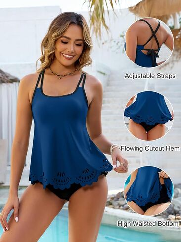 Blooming Jelly Tummy Control Tankini Swimsuits for Women Two Piece Bathing Suit Modest Cut Out Beach Swim Suit 2025 in Saudi Arabia