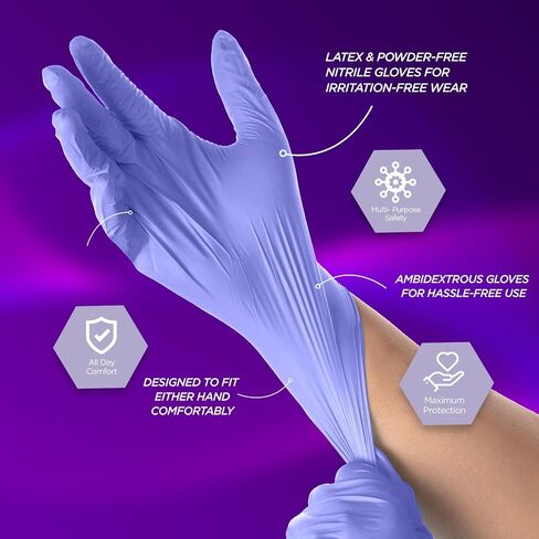 قفازات MED PRIDE Nitrile Exam 300 Count، قفازات فحص زرقاء للاستعمال مرة واحدة، خالية من البودرة، خالية من اللاتكس، درجة طبية in Kuwait