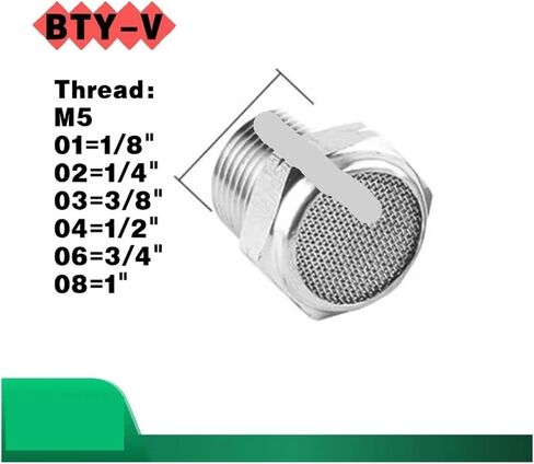 1 قطعة شقة رئيس غرامة شبكة برج الصامت التوصيل BTY-V-B-M5-1/8-1/4-3/8-1/2-3/4-1 304 ماسورة من الفولاذ المقاوم للصدأ موصل (BTY-V ، M5) in Kuwait