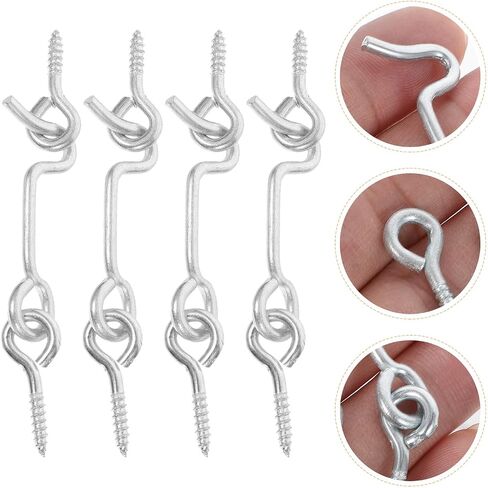 Lurrose Hook and Eye Door Latch Cabin Door Safety Latch with Screws 4 Sets Carbon Steel 1.5 Rolling Mute Stand for Windows for Home and Office Use in Kuwait