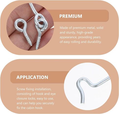 POPETPOP 4 Sets Cabin Hook Eye Latch Door Latch for Windows and Doors Carbon Steel Heavy Duty with Screws for Farm and Supermarket Use Silver Finish in Kuwait