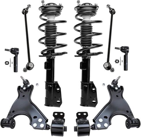 Detroit Axle - 8pc Front End Suspension Kit Chevrolet Traverse Buick Enclave GMC Acadia Saturn Outlook, 2 Struts with Coil Spring 2 Lower Control Arms 2 Outer Tie Rod Ends 2 Sway Bar Links Replacement in Saudi Arabia