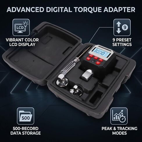 Digital Torque Adapter, 1.5-30Nm 2% Accuracy with Color LCD Track Modes 9 Presets 500 Data Storage, for Automotive Car Motorcycle Maintenance in Kuwait