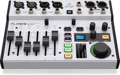 جهاز مزج الصوت الرقمي USB 8-Input من Behringer FLOW 8، حزمة مع سماعات رأس وكابل صوت دوار TAPH100 in Kuwait