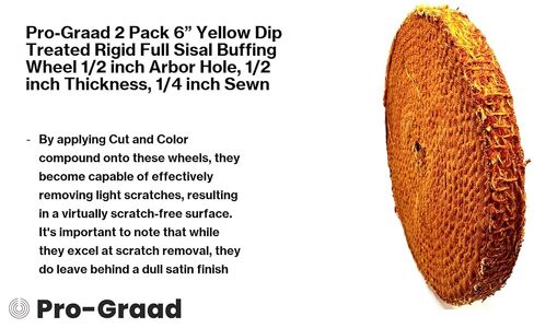 6" Orange Dip Treated Hard Rigid Sisal Buffing Wheel – 1/2" Arbor Hole, 1/2" Thick, 1/4" Sewn – Heavy-Duty Cut Buffing & Polishing for Steel, Stainless Steel, & Ferrous Metals -2-Pack in Kuwait