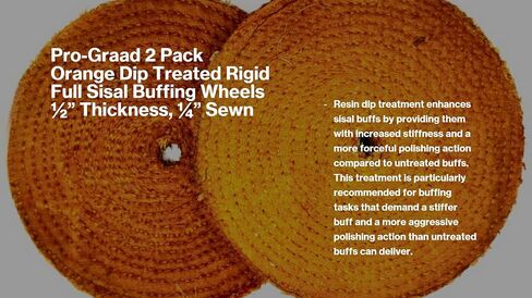 6" Orange Dip Treated Hard Rigid Sisal Buffing Wheel – 1/2" Arbor Hole, 1/2" Thick, 1/4" Sewn – Heavy-Duty Cut Buffing & Polishing for Steel, Stainless Steel, & Ferrous Metals -2-Pack in Kuwait