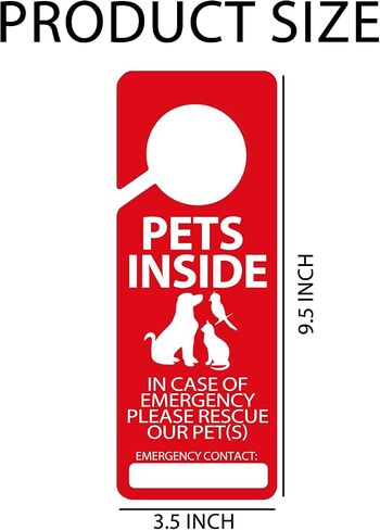 Pet Alert Safety Fire Rescue Door Hanger,3.5x9.5 Inch Save Our Pets Emergency Double Side Hanger Tags Sign,3 Pcs in Kuwait