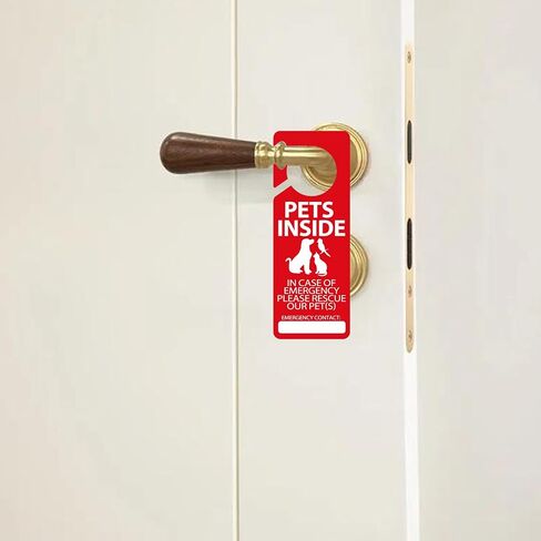 Pet Alert Safety Fire Rescue Door Hanger,3.5x9.5 Inch Save Our Pets Emergency Double Side Hanger Tags Sign,3 Pcs in Kuwait